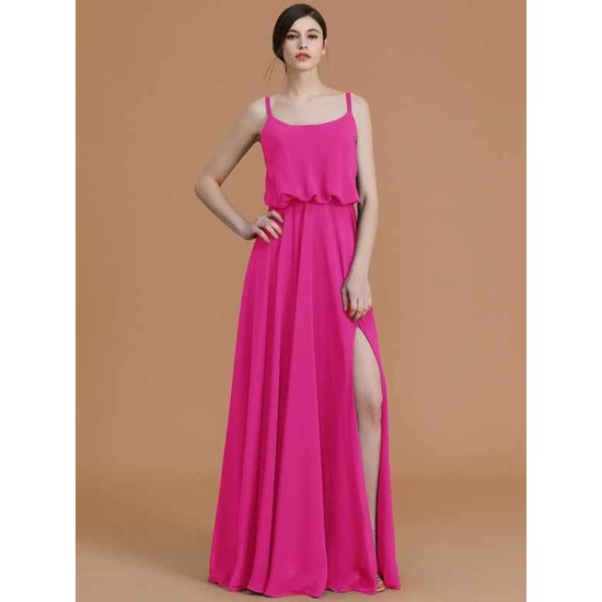 Charming Spaghetti Straps Sleeveless Ruffles Chiffon Bridesmaid Dresses