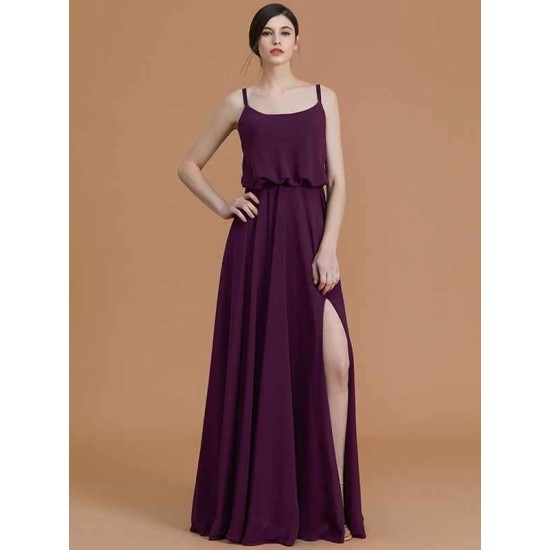 Charming Spaghetti Straps Sleeveless Ruffles Chiffon Bridesmaid Dresses