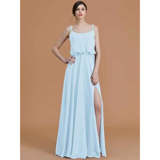 Charming Spaghetti Straps Sleeveless Ruffles Chiffon Bridesmaid Dresses
