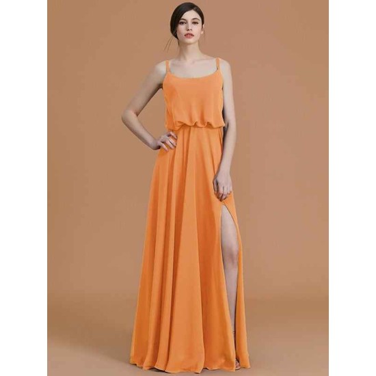 Charming Spaghetti Straps Sleeveless Ruffles Chiffon Bridesmaid Dresses