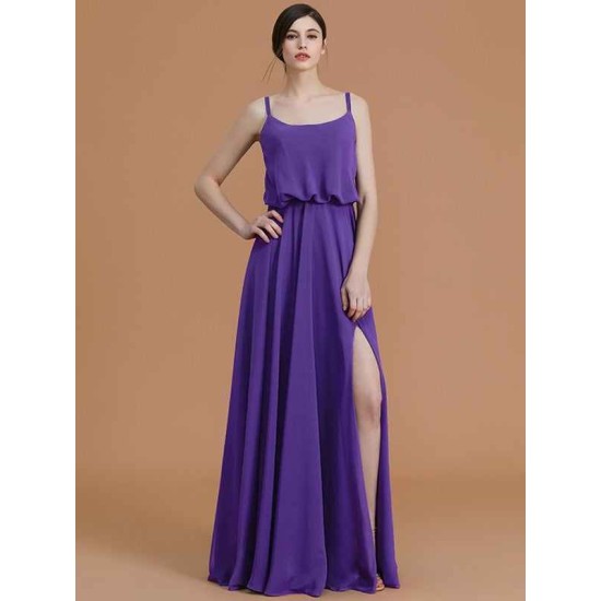 Charming Spaghetti Straps Sleeveless Ruffles Chiffon Bridesmaid Dresses
