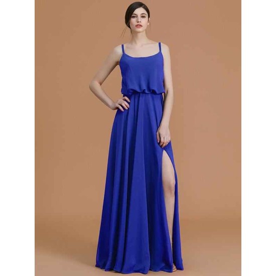 Charming Spaghetti Straps Sleeveless Ruffles Chiffon Bridesmaid Dresses