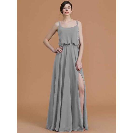 Charming Spaghetti Straps Sleeveless Ruffles Chiffon Bridesmaid Dresses