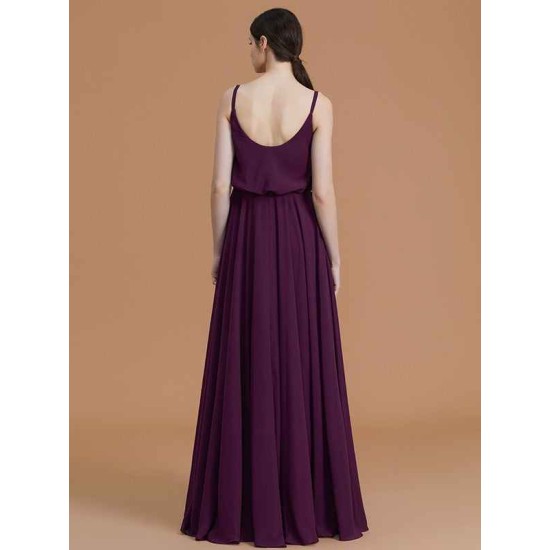 Charming Spaghetti Straps Sleeveless Ruffles Chiffon Bridesmaid Dresses