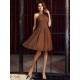Charming High Neck Pleats Sleeveless Short Chiffon Bridesmaid Dresses