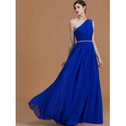 Classy Sleeveless One Shoulders Beading Chiffon Bridesmaid Dresses