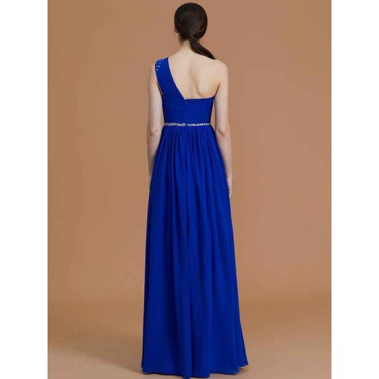 Classy Sleeveless One Shoulders Beading Chiffon Bridesmaid Dresses