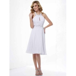 Charming Halter Sleeveless Beading Short Chiffon Bridesmaid Dresses