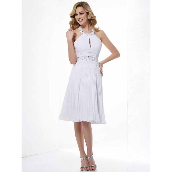 Charming Halter Sleeveless Beading Short Chiffon Bridesmaid Dresses