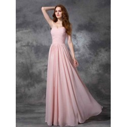 Gorgeous Sweetheart Sleeveless Ruched Long Chiffon Bridesmaid Dresses