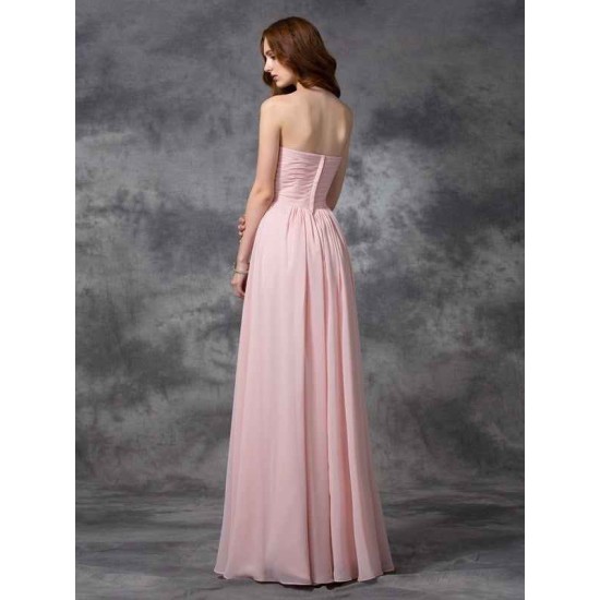 Gorgeous Sweetheart Sleeveless Ruched Long Chiffon Bridesmaid Dresses