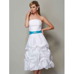 Charming Strapless Sleeveless Short Taffeta Bridesmaid Dresses