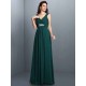 V-Neck Elegant Beading Pleats Sleeveless Long Chiffon Bridesmaid Dresses