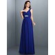 V-Neck Elegant Beading Pleats Sleeveless Long Chiffon Bridesmaid Dresses