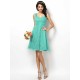Charming Straps Lace Sleeveless Short Bridesmaid Dresses