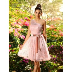 Charming One Shoulder Pleats Sleeveless Short Bridesmaid Dresses