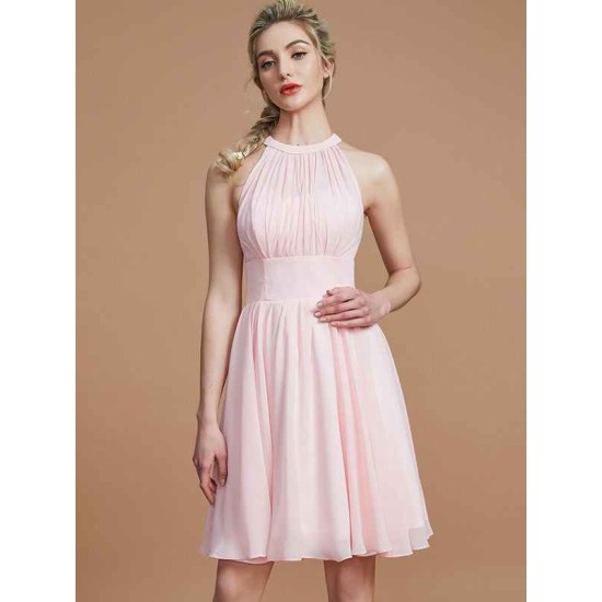 Amazing Chiffon Knee-Length Sleeveless Scoop Bridesmaid Dresses