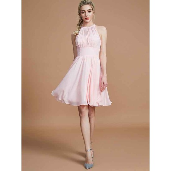 Amazing Chiffon Knee-Length Sleeveless Scoop Bridesmaid Dresses