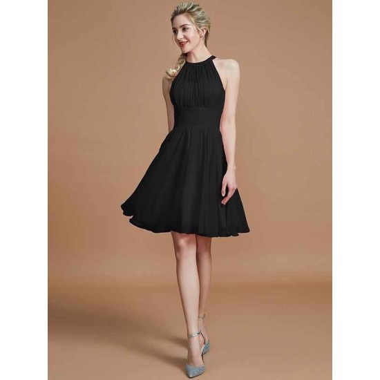 Amazing Chiffon Knee-Length Sleeveless Scoop Bridesmaid Dresses