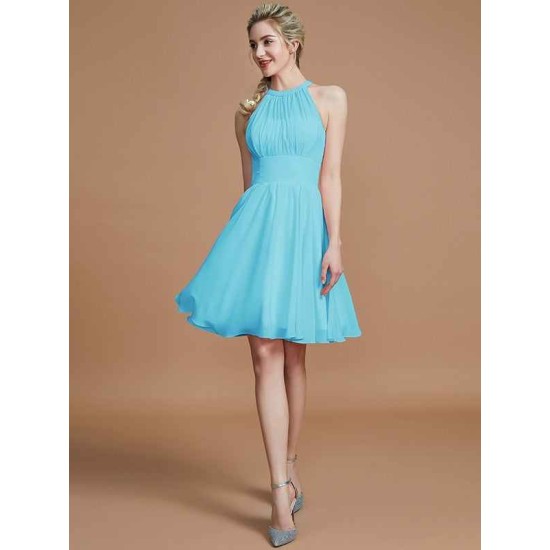 Amazing Chiffon Knee-Length Sleeveless Scoop Bridesmaid Dresses