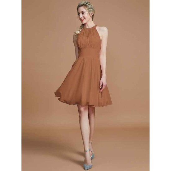 Amazing Chiffon Knee-Length Sleeveless Scoop Bridesmaid Dresses