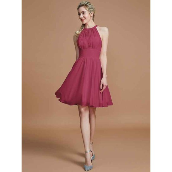 Amazing Chiffon Knee-Length Sleeveless Scoop Bridesmaid Dresses