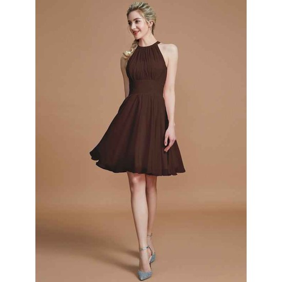 Amazing Chiffon Knee-Length Sleeveless Scoop Bridesmaid Dresses