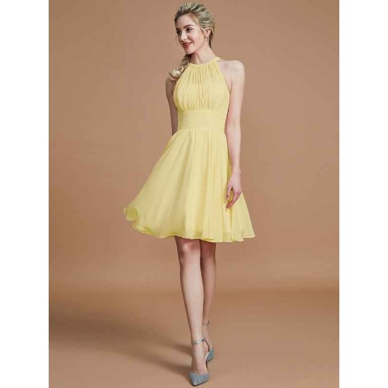 Amazing Chiffon Knee-Length Sleeveless Scoop Bridesmaid Dresses