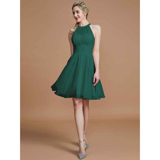 Amazing Chiffon Knee-Length Sleeveless Scoop Bridesmaid Dresses