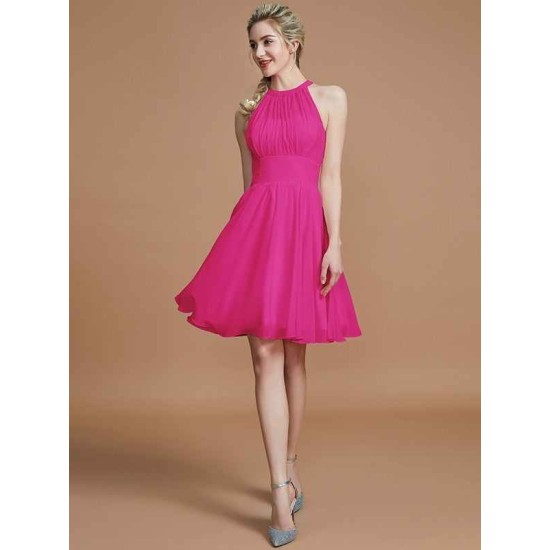 Amazing Chiffon Knee-Length Sleeveless Scoop Bridesmaid Dresses
