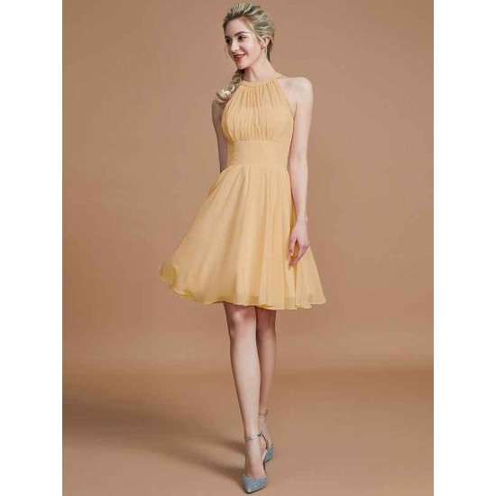 Amazing Chiffon Knee-Length Sleeveless Scoop Bridesmaid Dresses