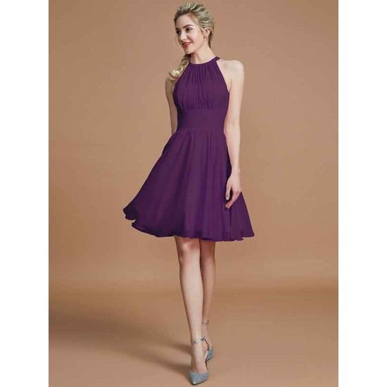 Amazing Chiffon Knee-Length Sleeveless Scoop Bridesmaid Dresses