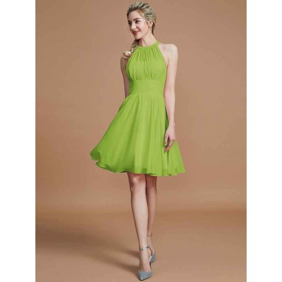 Amazing Chiffon Knee-Length Sleeveless Scoop Bridesmaid Dresses