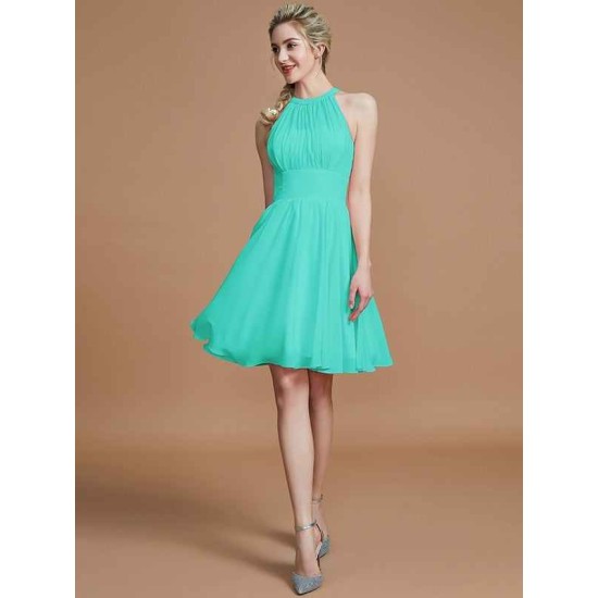 Amazing Chiffon Knee-Length Sleeveless Scoop Bridesmaid Dresses