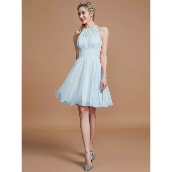 Amazing Chiffon Knee-Length Sleeveless Scoop Bridesmaid Dresses