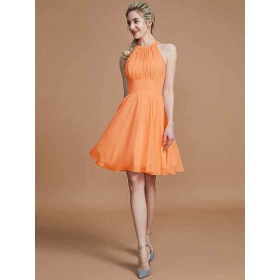 Amazing Chiffon Knee-Length Sleeveless Scoop Bridesmaid Dresses