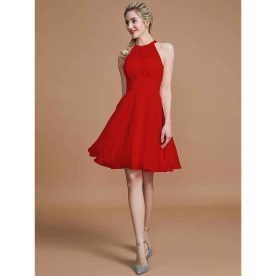 Amazing Chiffon Knee-Length Sleeveless Scoop Bridesmaid Dresses