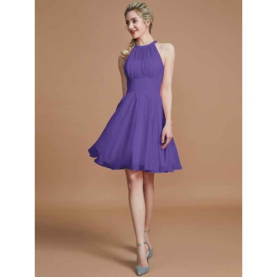 Amazing Chiffon Knee-Length Sleeveless Scoop Bridesmaid Dresses