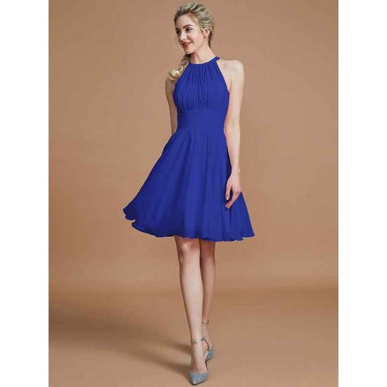 Amazing Chiffon Knee-Length Sleeveless Scoop Bridesmaid Dresses