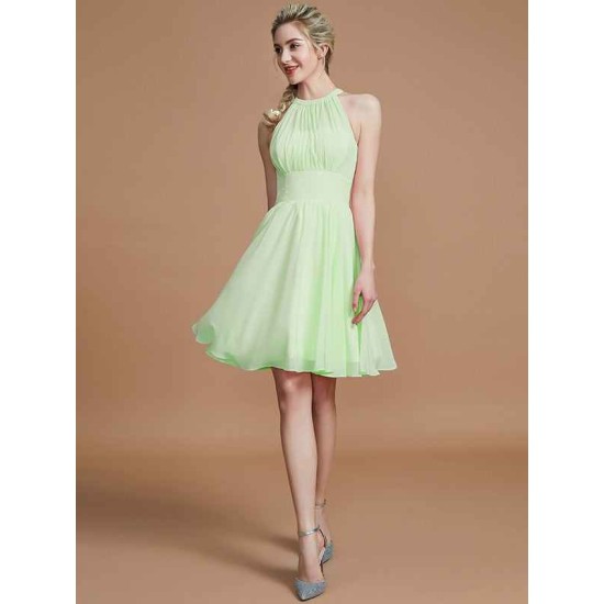 Amazing Chiffon Knee-Length Sleeveless Scoop Bridesmaid Dresses