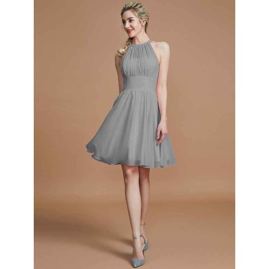 Amazing Chiffon Knee-Length Sleeveless Scoop Bridesmaid Dresses