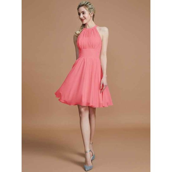 Amazing Chiffon Knee-Length Sleeveless Scoop Bridesmaid Dresses