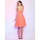 Classy Sleeveless One Shoulders Hand-Made Flower Short Chiffon Bridesmaid Dresses