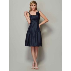Charming Straps Sleeveless Pleats Short Taffeta Bridesmaid Dresses