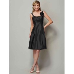 Charming Straps Sleeveless Pleats Short Taffeta Bridesmaid Dresses