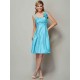 Charming Straps Sleeveless Pleats Short Taffeta Bridesmaid Dresses