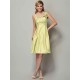 Charming Straps Sleeveless Pleats Short Taffeta Bridesmaid Dresses