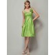 Charming Straps Sleeveless Pleats Short Taffeta Bridesmaid Dresses