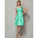 Charming Straps Sleeveless Pleats Short Taffeta Bridesmaid Dresses