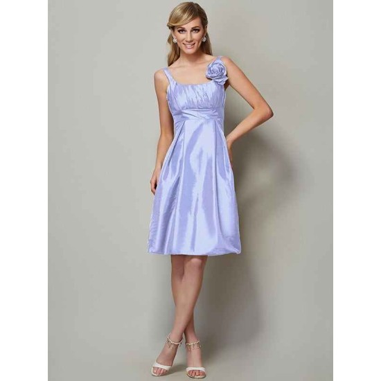 Charming Straps Sleeveless Pleats Short Taffeta Bridesmaid Dresses
